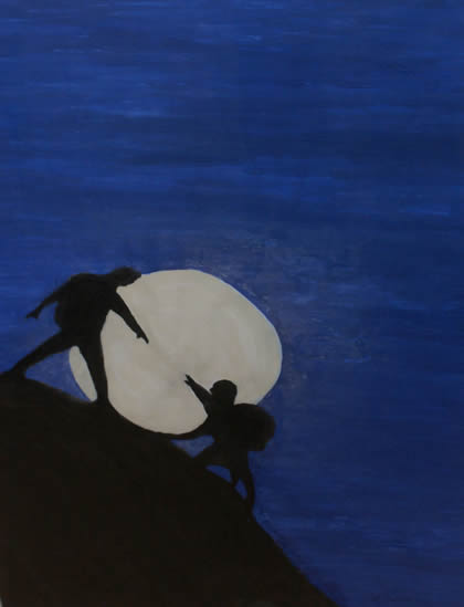 Mountain Moon Man - a painting by Annette Stickler